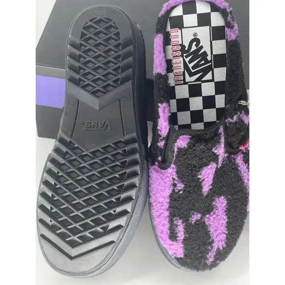 Vans Sneaker Classic‎ Slip On Mule Ireneisgood Women 5.5 Fuzzy Purple Black New